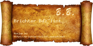 Brichter Bálint névjegykártya